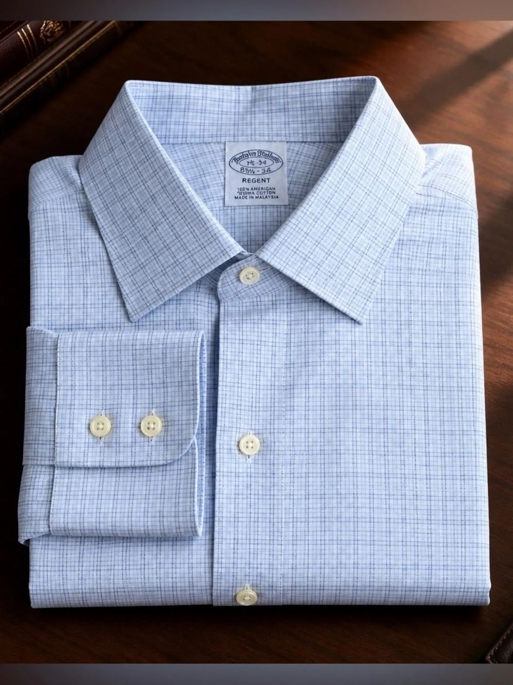 Brooks Brothers Regent Light Blue Windowpane Dress Shirt